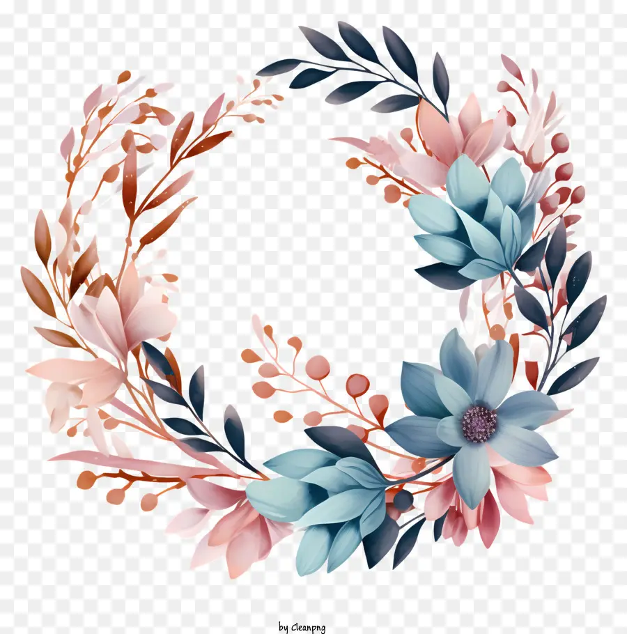 Floral Corona，Corona Azul Y Verde PNG