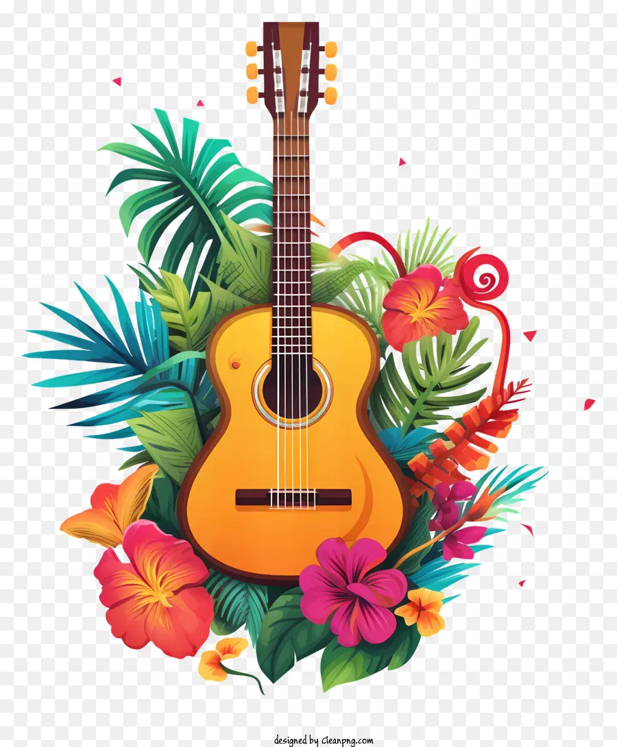 Guitarra，Guitarra Con Flores PNG