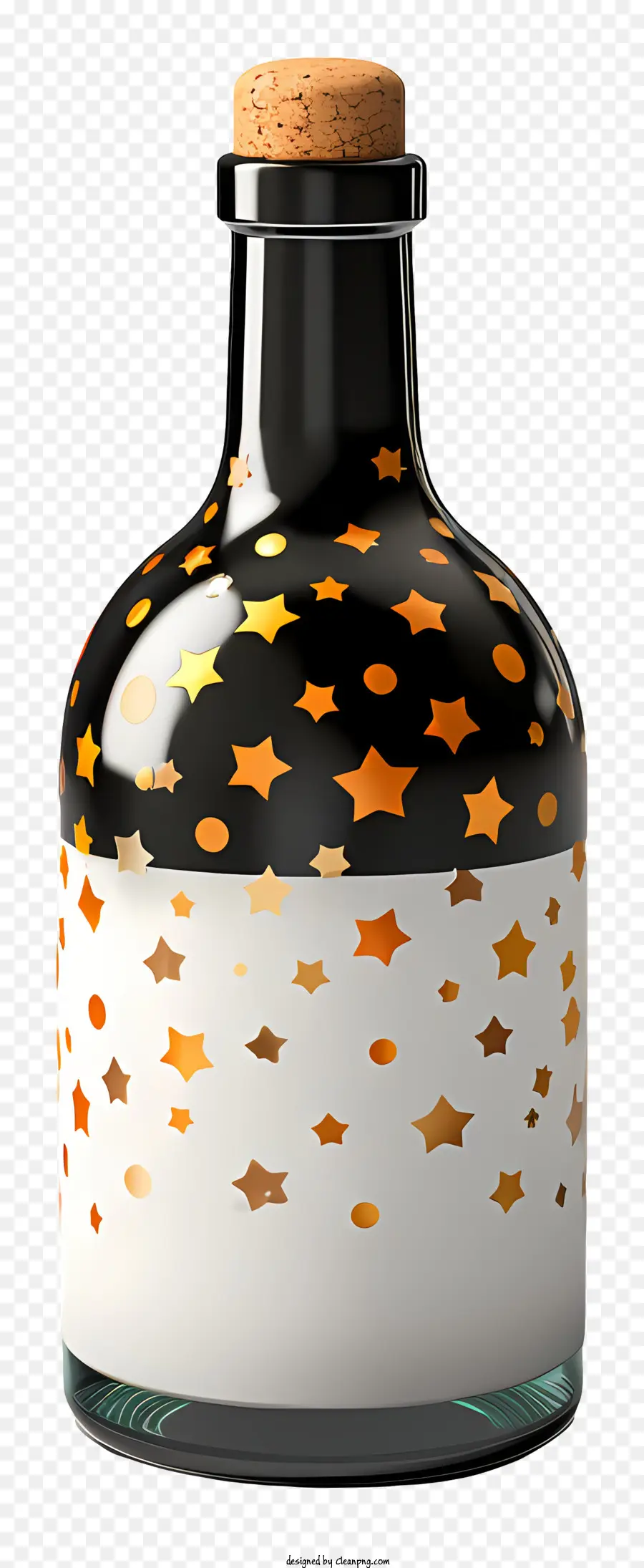 Botella De Vidrio，Patrón De Estrella Dorada PNG