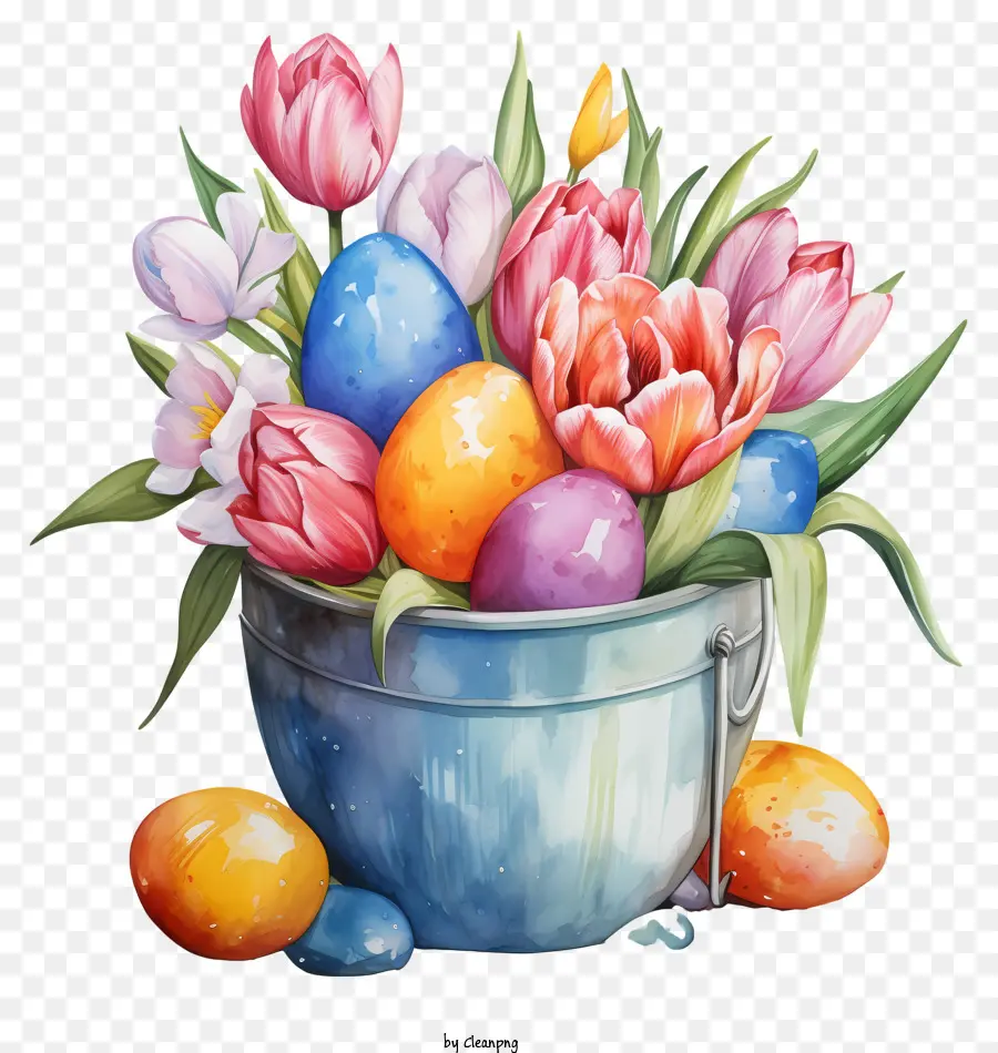 Tulipanes，Huevos De Pascua Y Tulipanes PNG