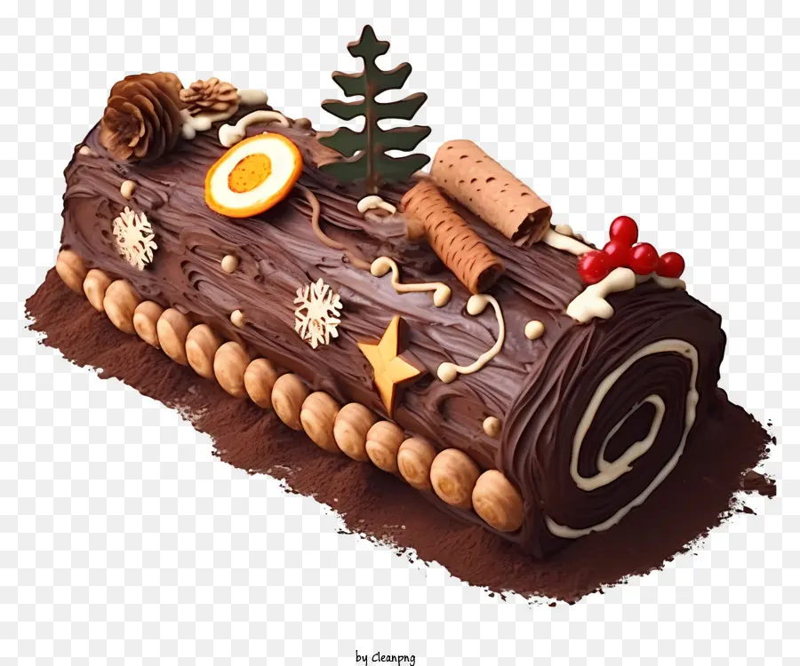 Pastel De Registro De Chocolate，Pastel De Navidad PNG