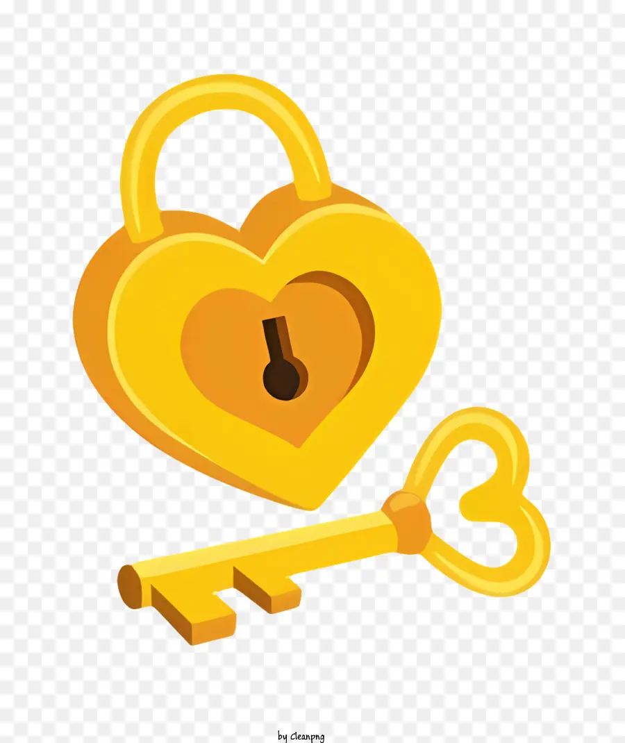 Llave En Forma De Corazón，Candado PNG