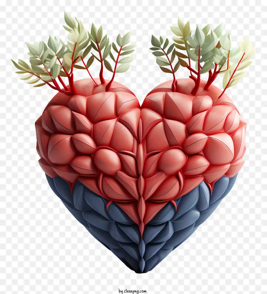 Objeto En Forma De Corazón，Corazón Con Hojas PNG