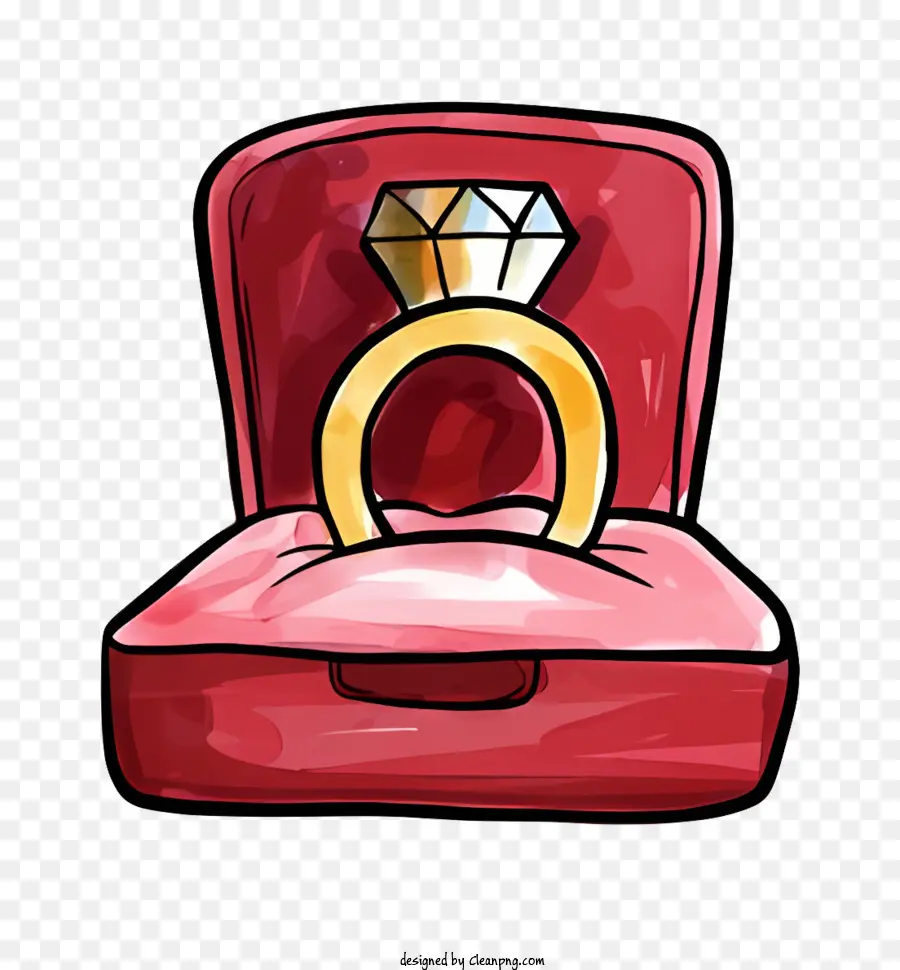 Bolso De Cuero Rojo，Anillo De Diamantes PNG