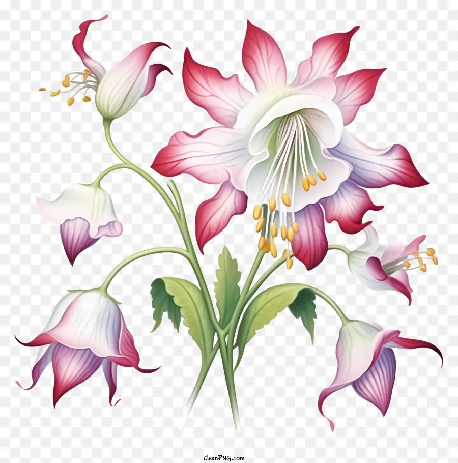 Flor De Dibujo，Pétalos Rosados ​​y Blancos PNG