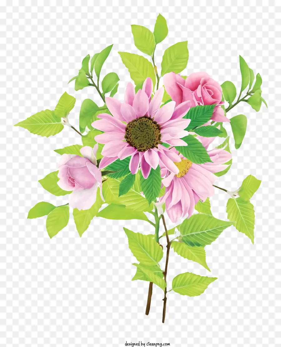 Bouquet Of Flowers，Flores De Color Rosa PNG