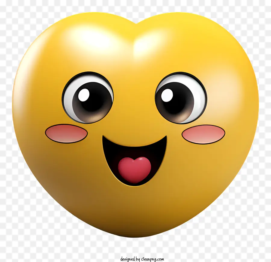 Corazón Amarillo，Sonriendo Corazón PNG