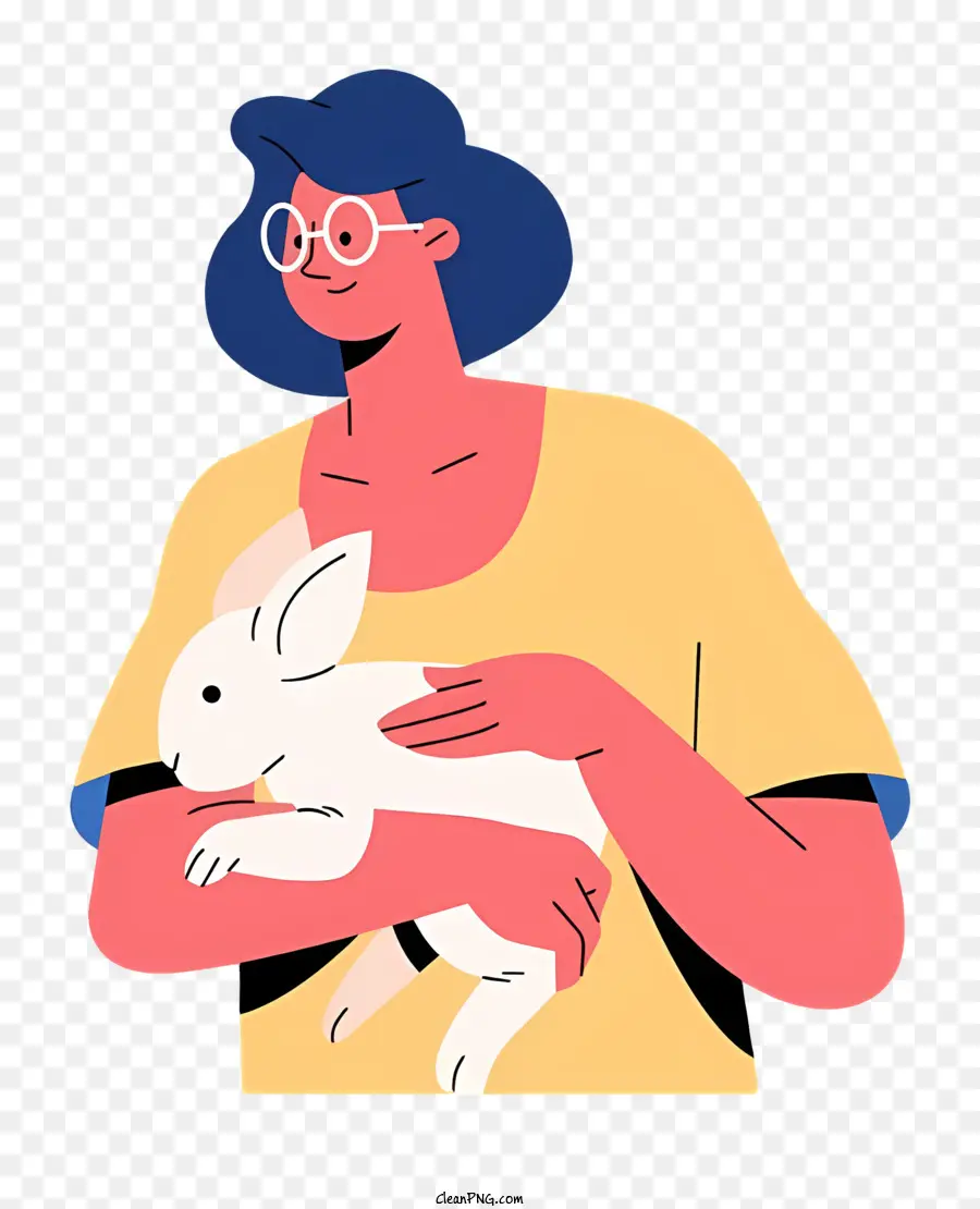 Imagen De Dibujos Animados，Mujer Con Conejo PNG