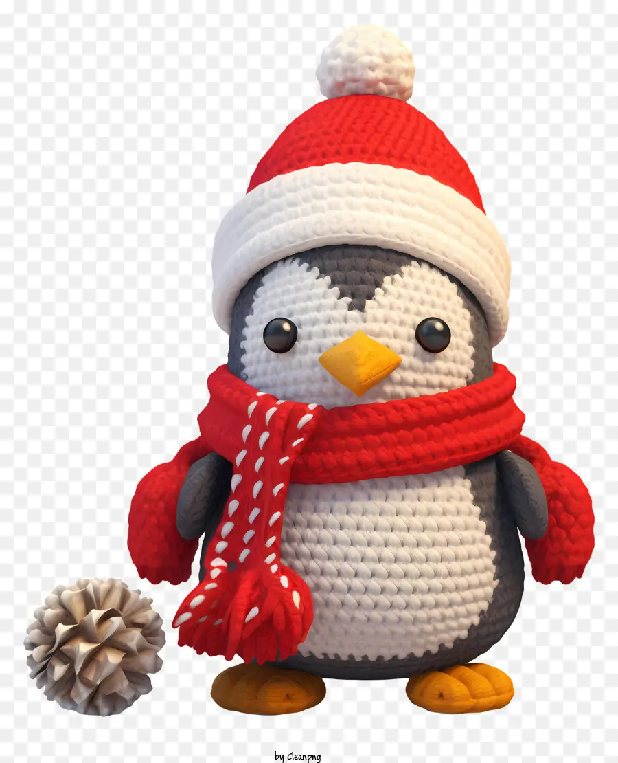 Pingüino，Rojo Y Sombrero Blanco PNG