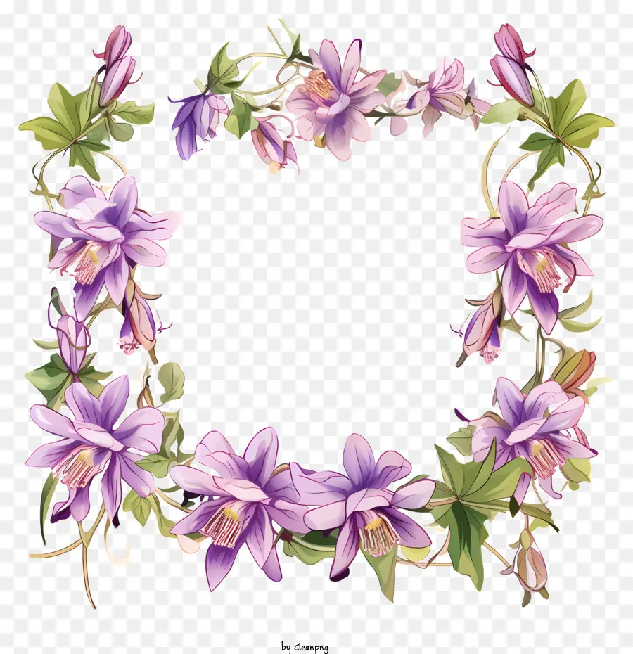 Vintage Floral Marco，Acuarela Estilo PNG