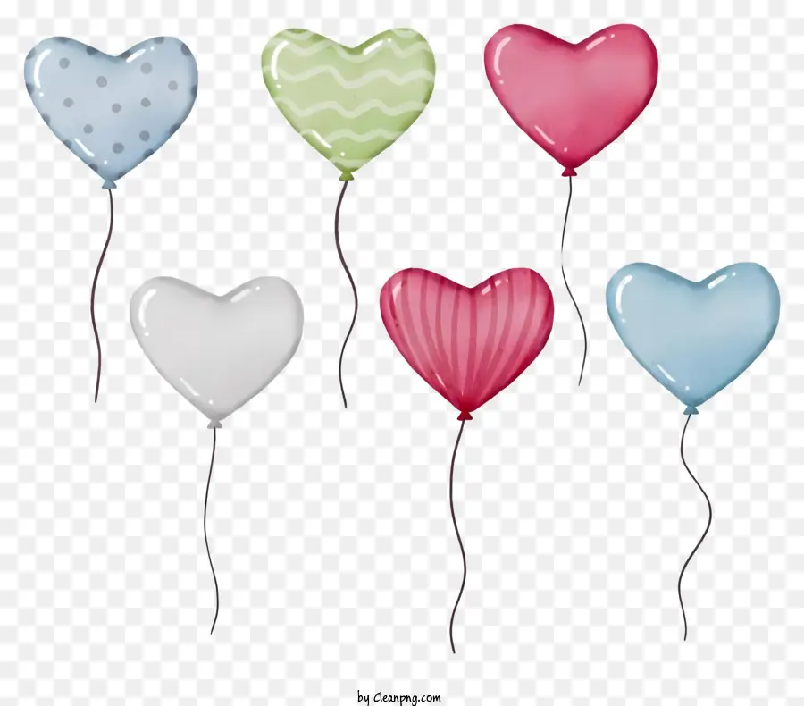 Heartshaped Globos，Globos Coloridos PNG