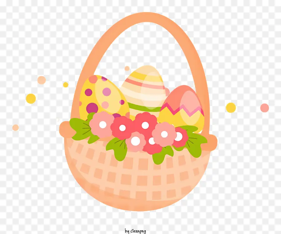 Canasta De Pascua，Coloridos Huevos PNG