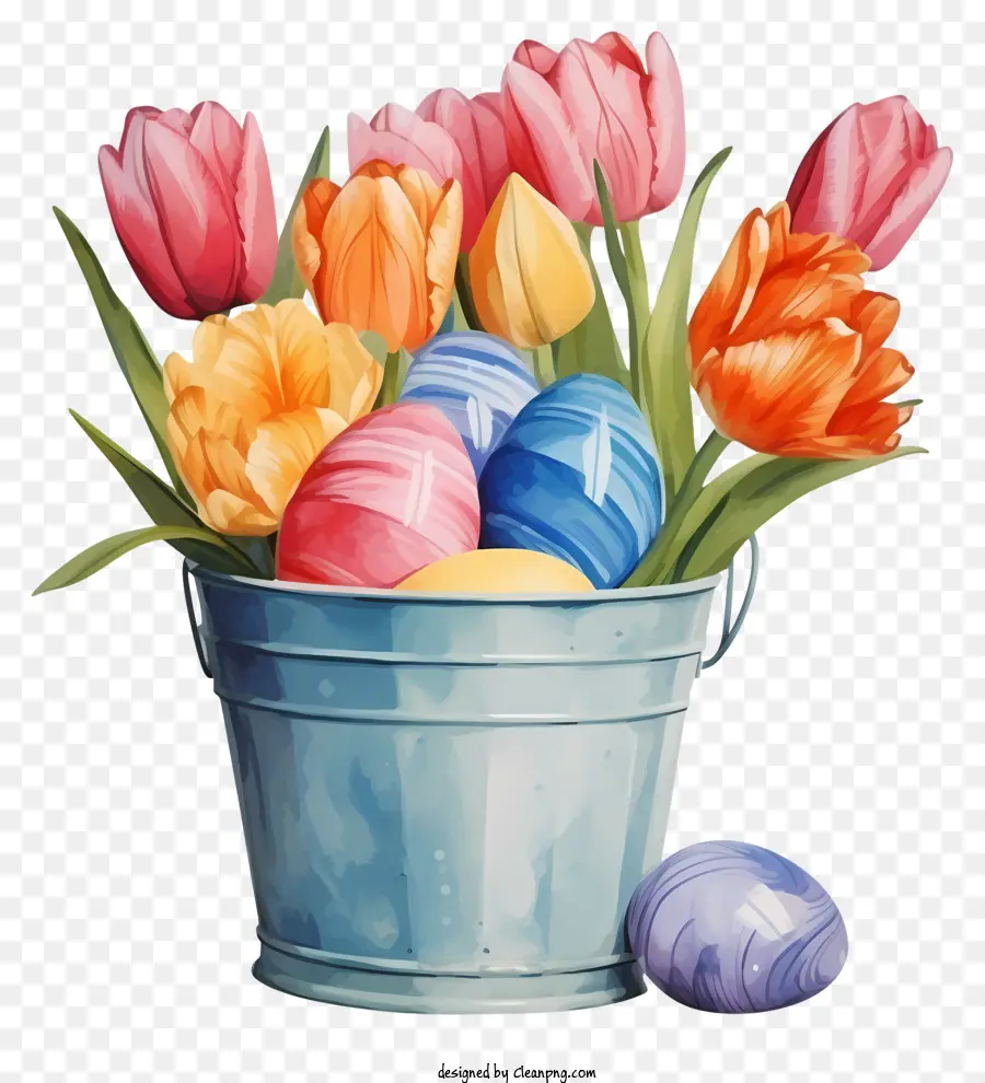 Tulipanes，Huevos De Pascua Y Tulipanes PNG