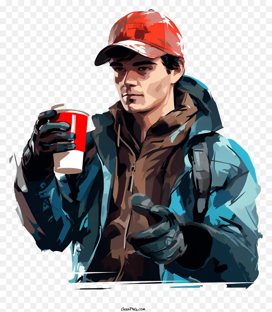 Hombre，Chaqueta Roja Y Azul PNG