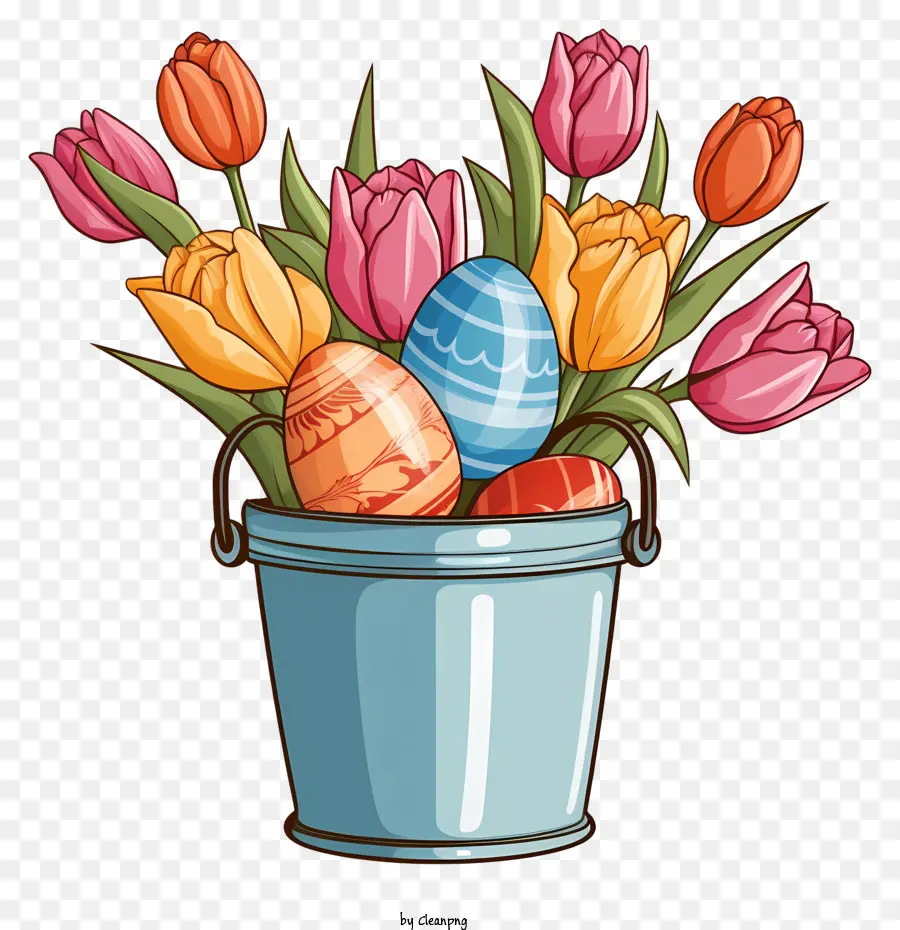 Tulipanes，Huevos De Pascua Y Tulipanes PNG