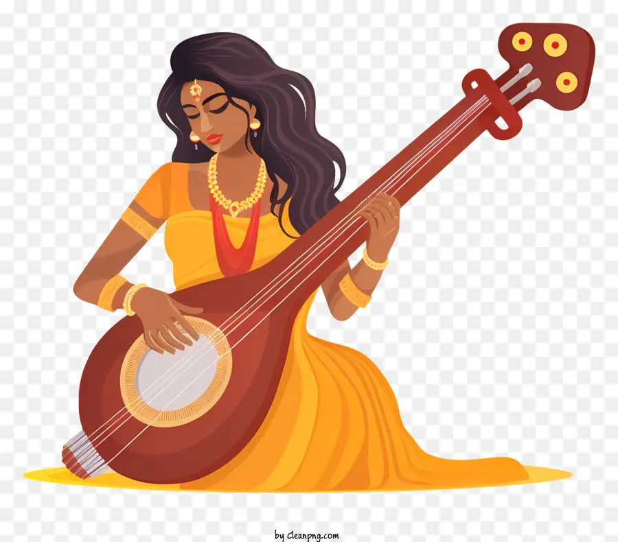 Sitar，Música India PNG