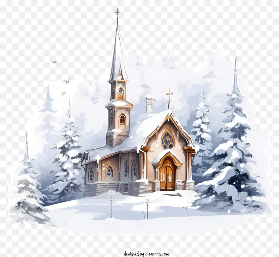 Iglesia Nevada，Paisaje De Invierno PNG