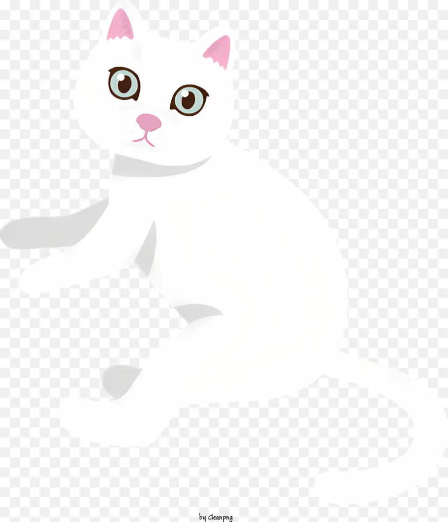 Gato Blanco，Sentado En Las Patas Traseras PNG