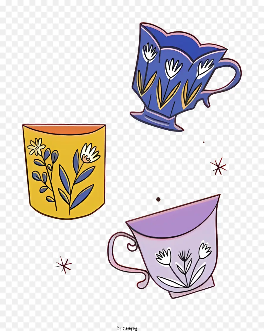 Tazas De Té，Patrón Floral PNG