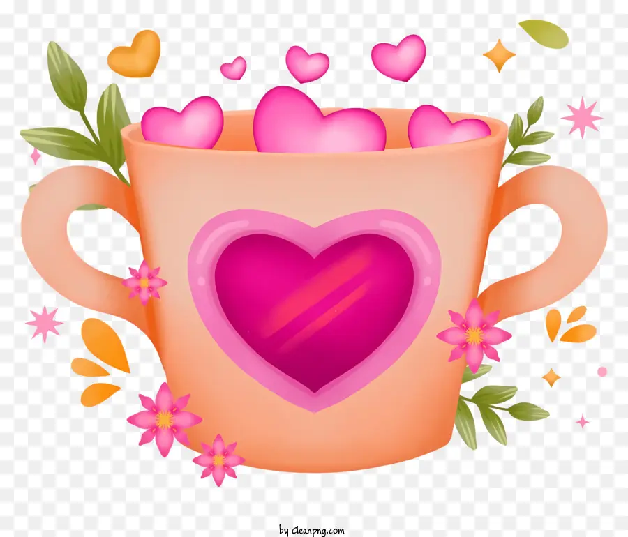 Taza En Forma De Corazón，Taza De Cerámica Rosa PNG