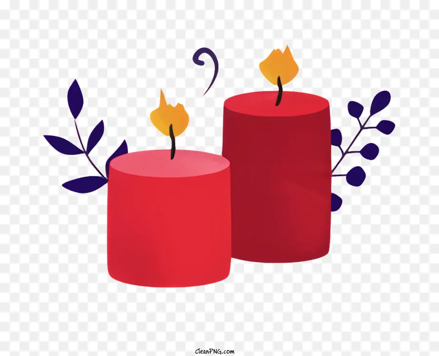 Velas De Color Rojo，Hojas Verdes PNG