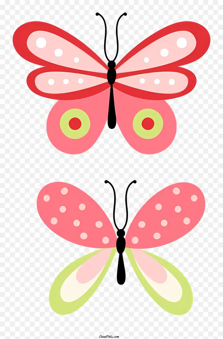 Las Mariposas，Alas Rosadas Y Verdes PNG