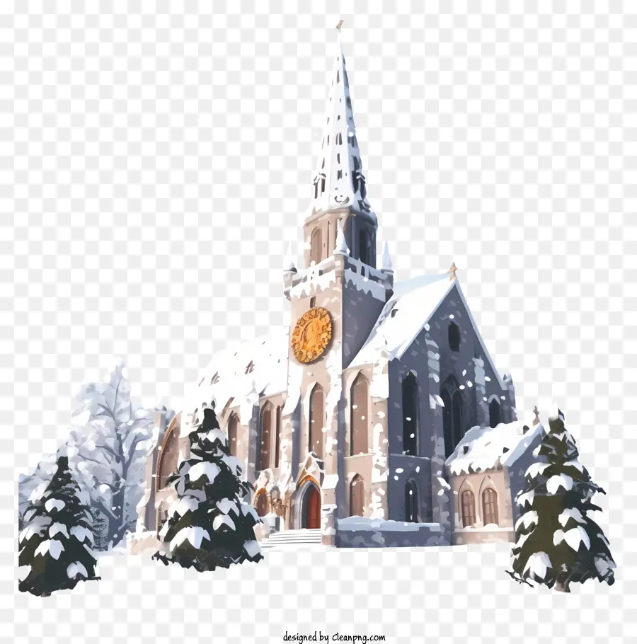 Iglesia De Invierno，Iglesia Cubierta De Nieve PNG