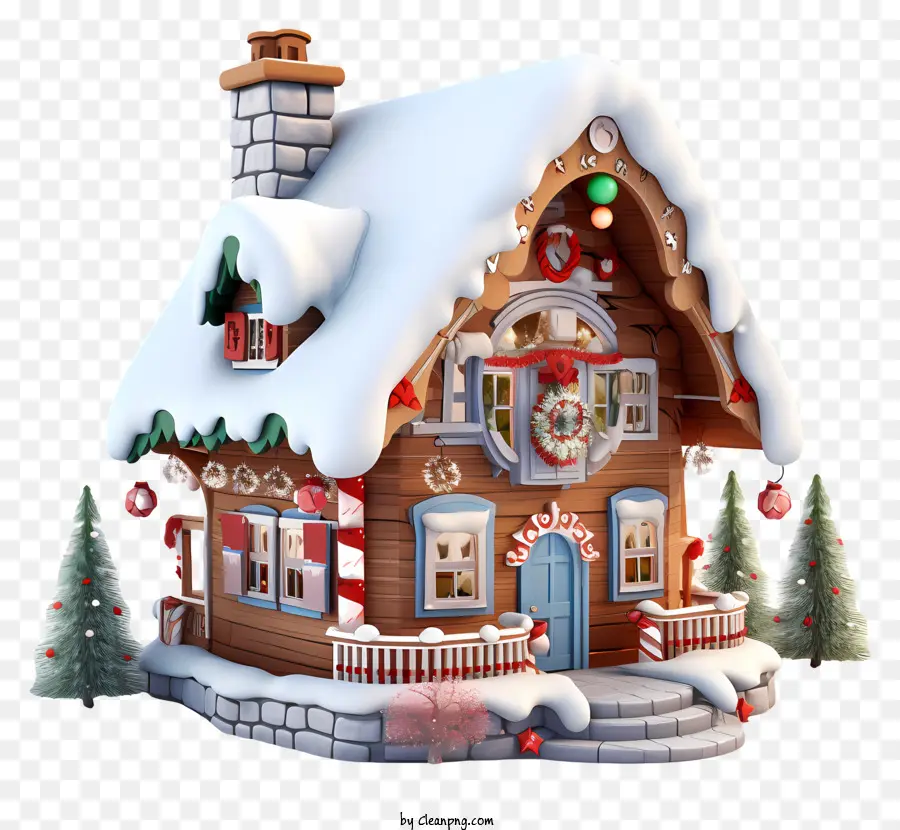 Casa De Navidad，Imagen 3d PNG