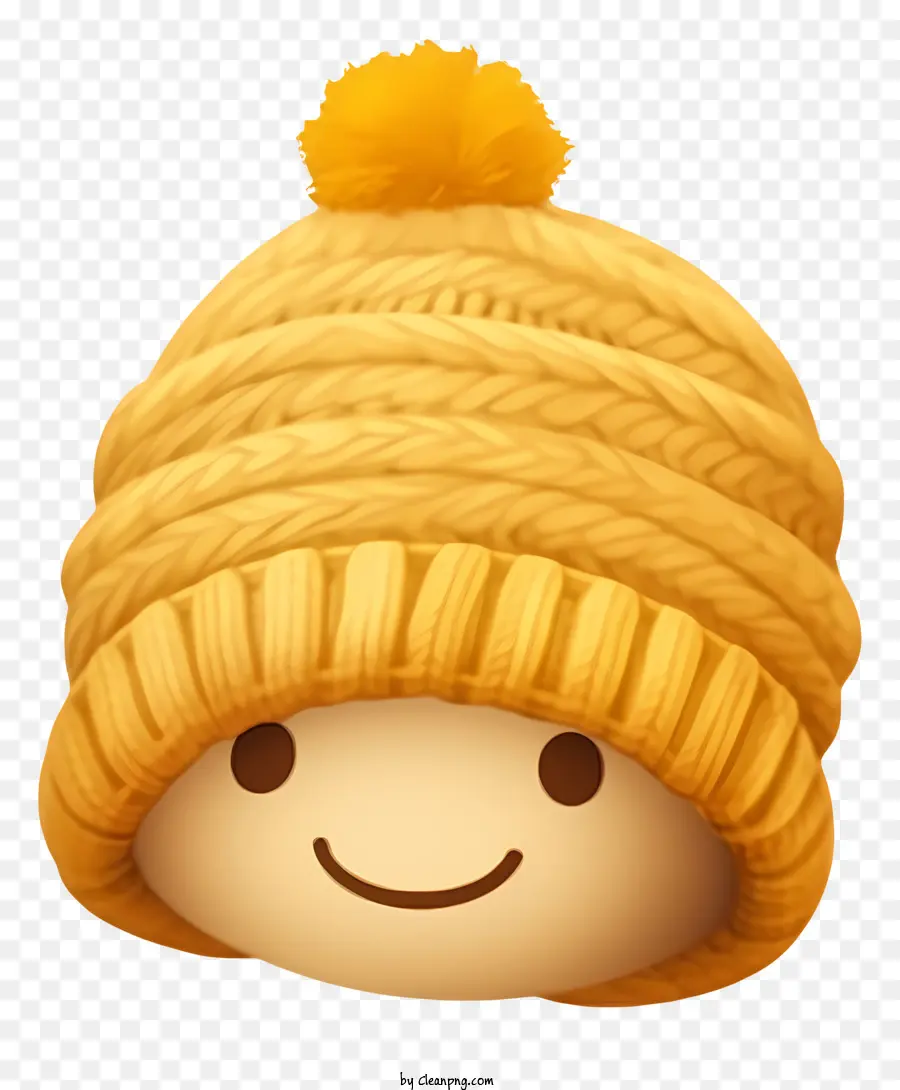 Sombrero De Punto Amarillo，Sombrero De Cara Sonriente PNG