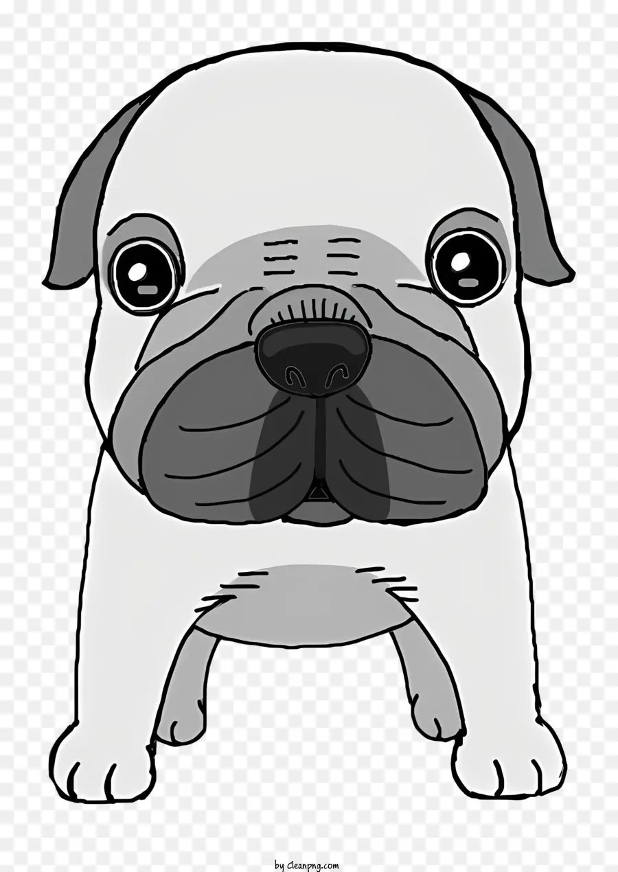 Caricatura，Pug Blanco Y Negro PNG