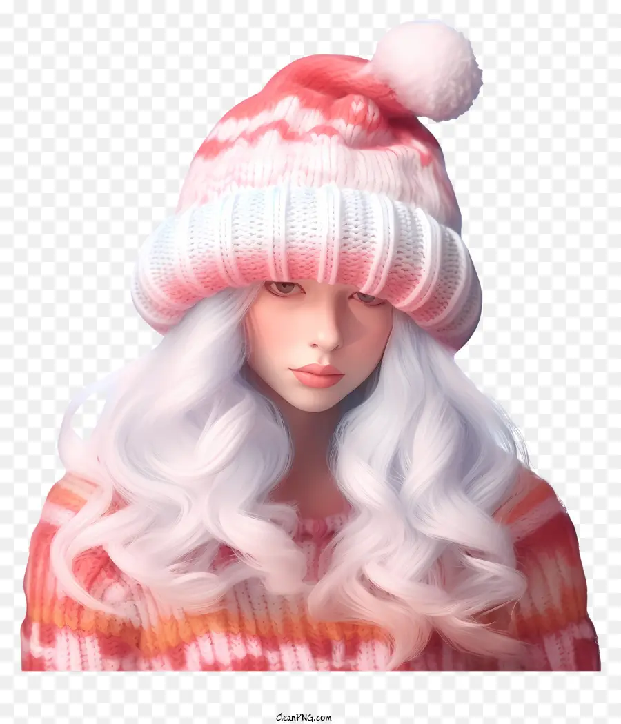 Knitted Hat，Rojo Y Sombrero Blanco PNG