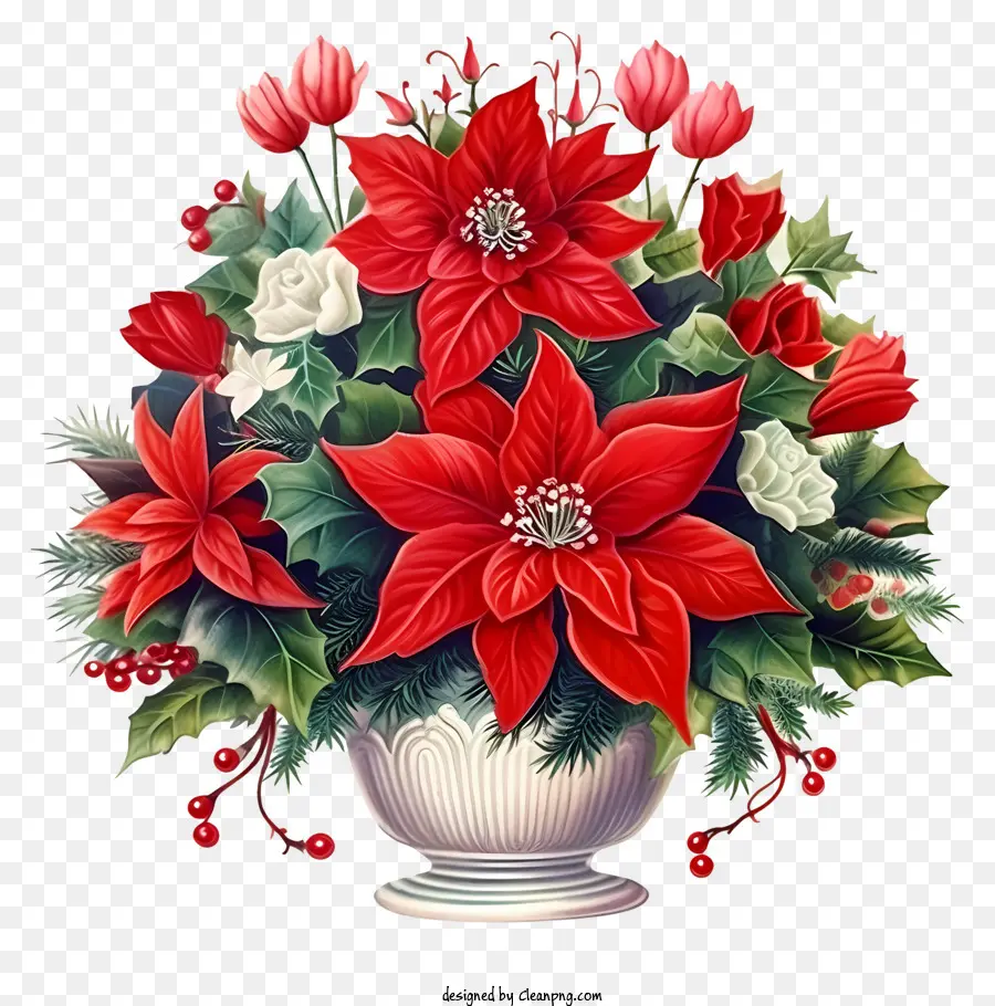 Poinsettias Rojas，Lirios Blancos PNG