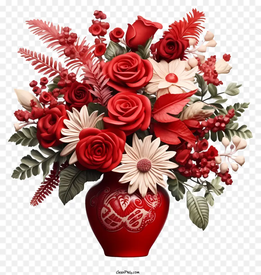 Florero，Ramo De Flores Rojas PNG