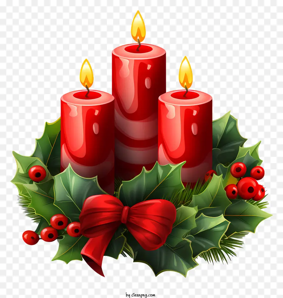 Velas Rojas，Corona De Navidad PNG