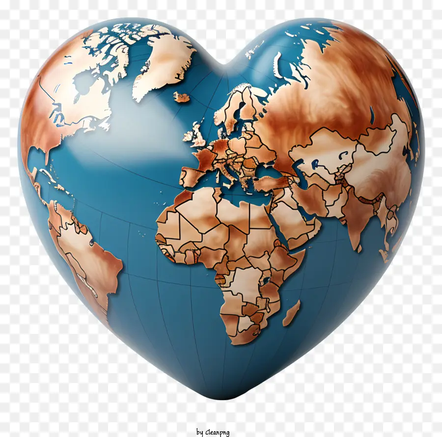 Globo En Forma De Corazón，Mapa Del Mundo PNG