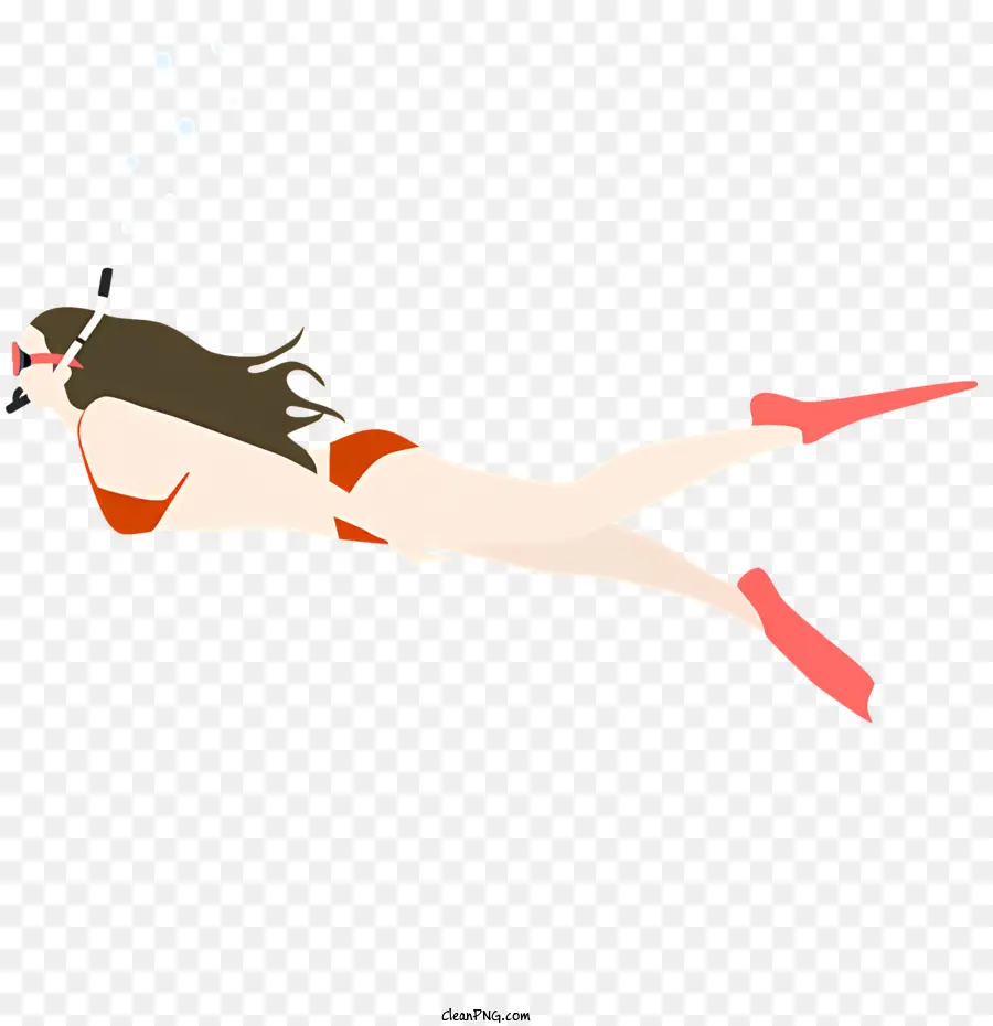 Mujer De Natación，Top Bikini Rojo PNG