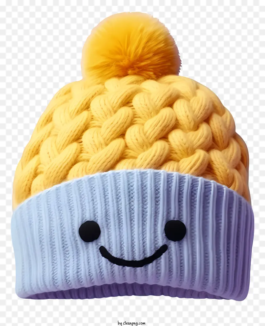 Gorra De Punto Amarillo，Pom Pom Azul PNG