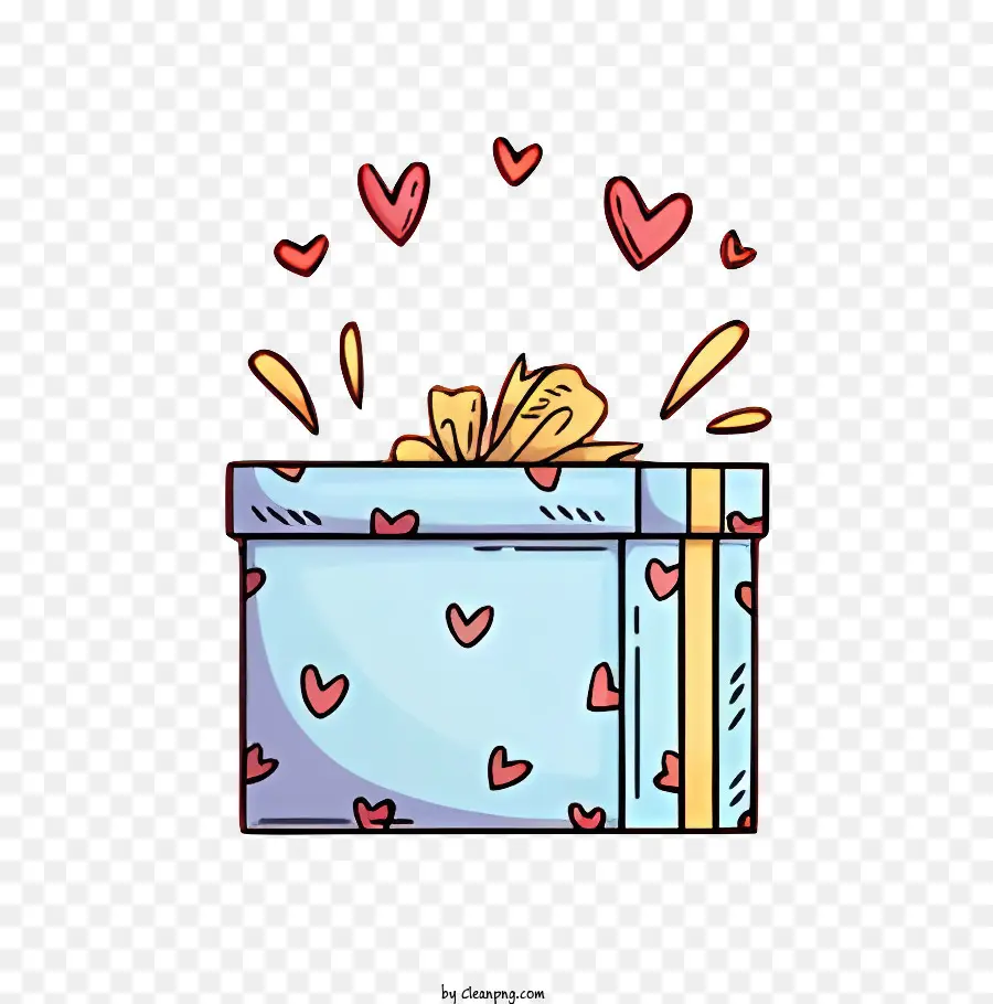 Enamorado，Caja De Regalo Azul Con Corazones PNG