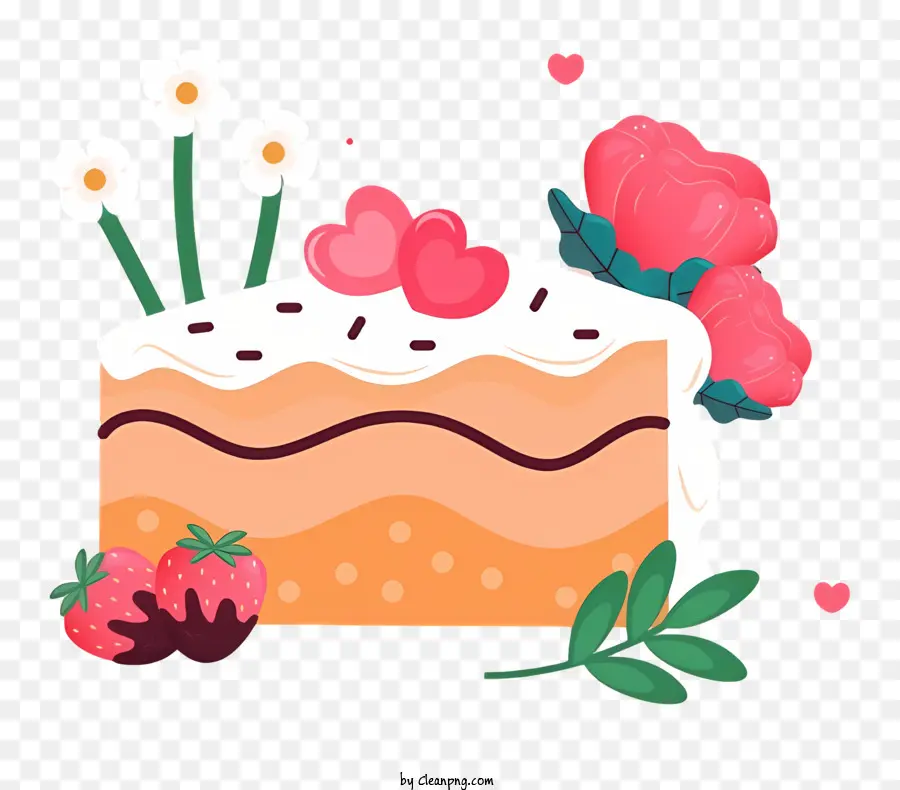 Enamorado，Pastel Con Corazones Y Flores PNG