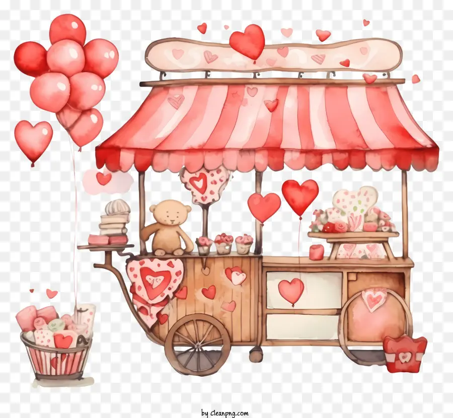 Sketch Valentines Day Romantic Stall，Carrito De Día De San Valentín PNG