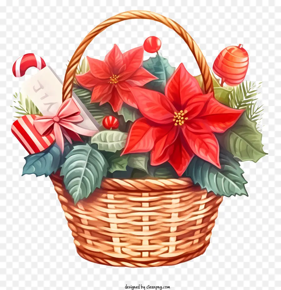 Emoji De Canasta De Flores De Navidad，Poinsettias PNG