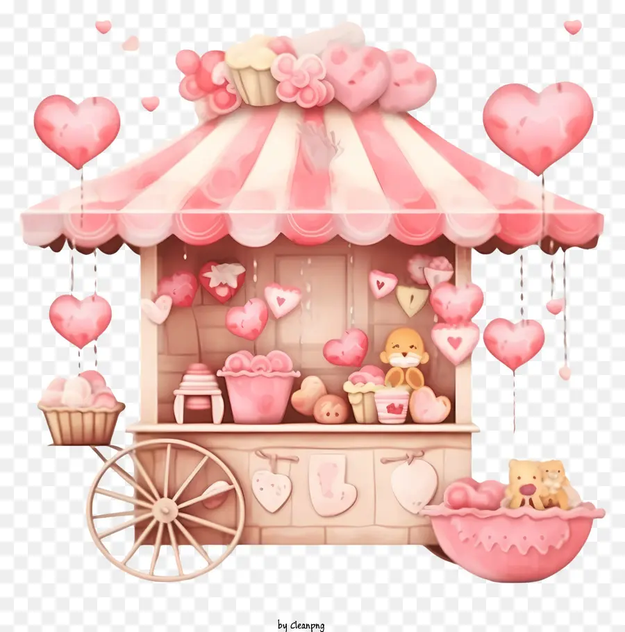 Pastel De San Valentín Pastel Romántico，Candy Cart PNG