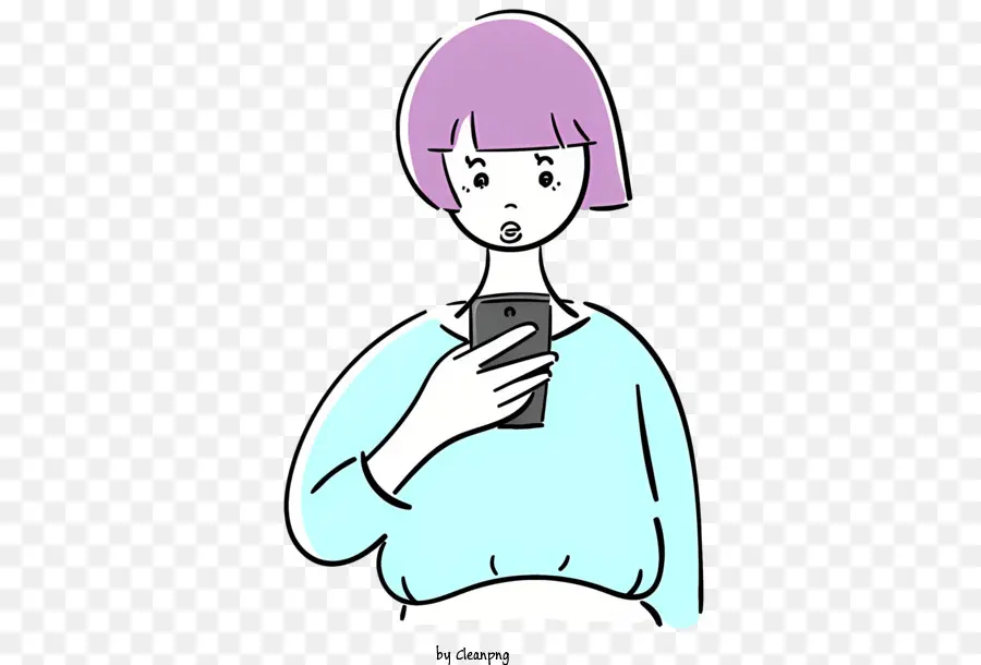 Dibujos Animados，Mujer Con Telefono PNG