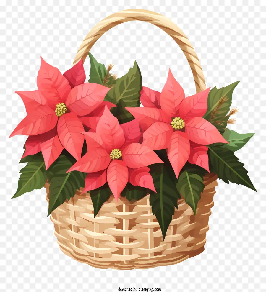 Estilo Isométrico，Canasta De Flores De Navidad PNG