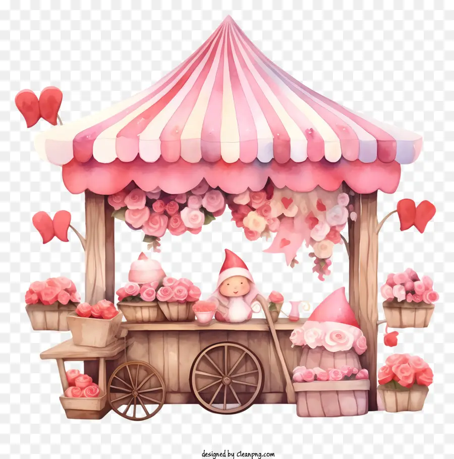 Acuarela Valentín Día Romántico Pista，Candy Cart PNG