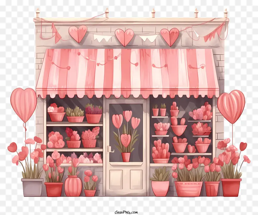 Cartoon Valentines Day Romantic Stall，Tienda De Flores PNG