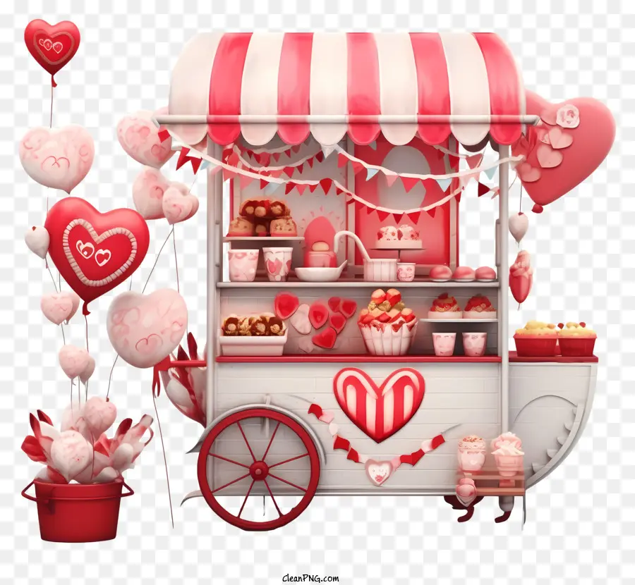 Estilo Retro Moderno De San Valentín Romantic Stall，Render 3d PNG