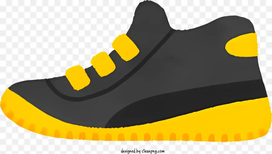 Dibujos Animados，Zapatilla En Negro Y Amarillo PNG