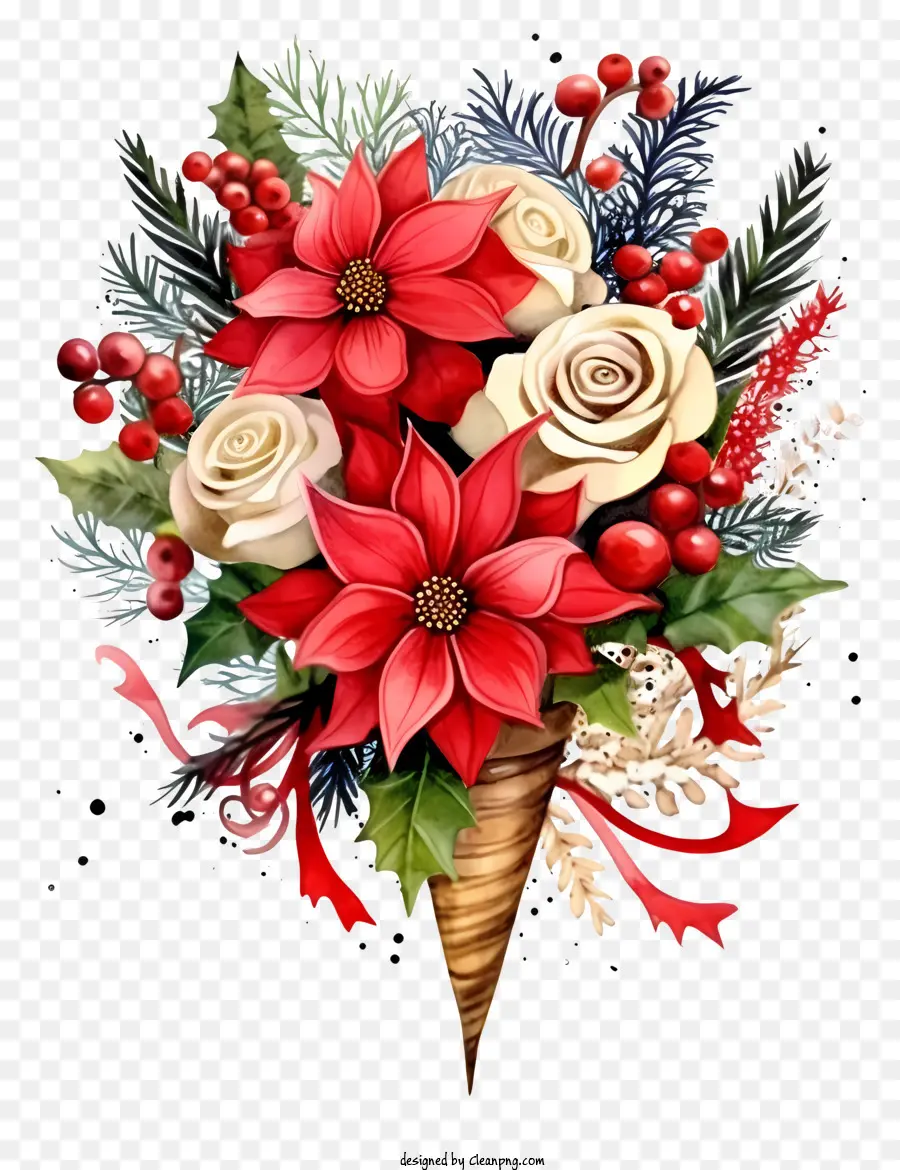 Doodle Christmas Bouquet，Ramo PNG