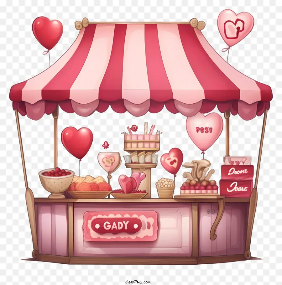 Cartoon Valentines Day Romantic Stall，Stand De Caramelo PNG